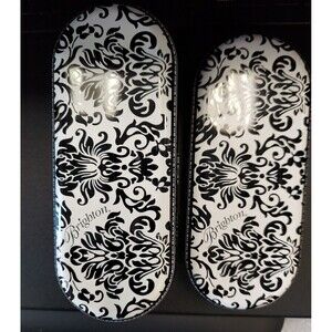 (2) Brighton Hard Metal Sunglasses Case Tin Black and White Print